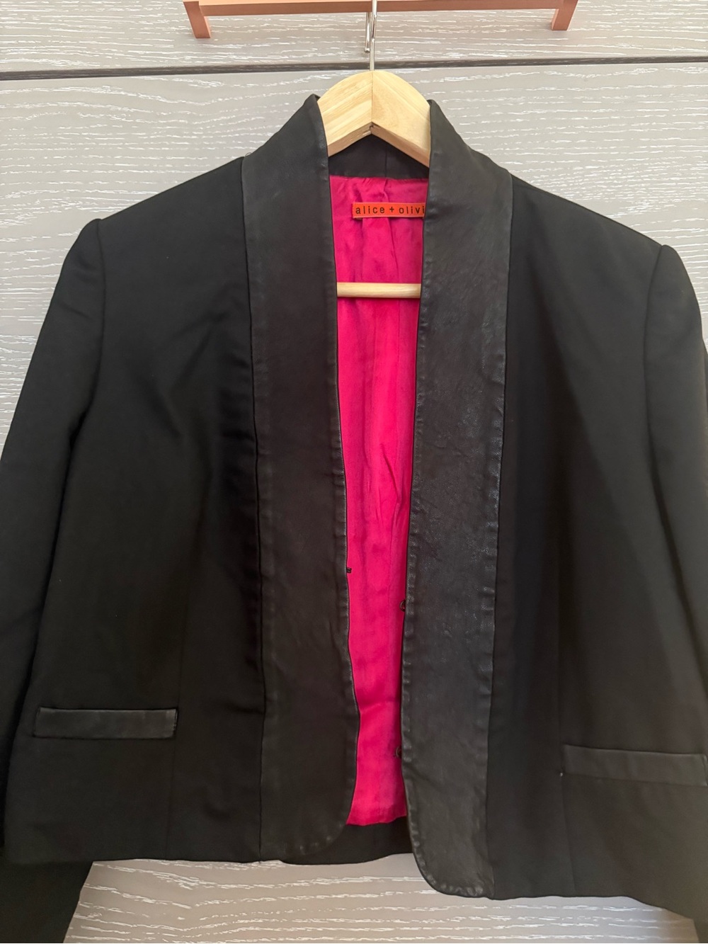 Alice + Olivia Black Blazer with leather trim